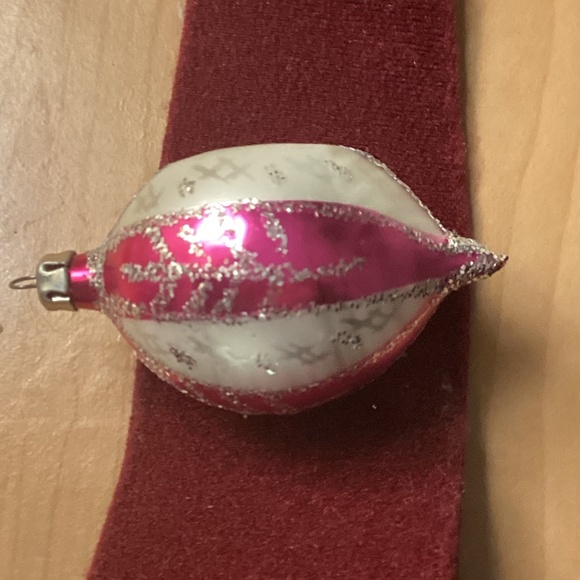 Ornament Christmas Poland Teardrop Heavy Glitter Indent Mirror Reflector 3 1/2in - Picture 6 of 12